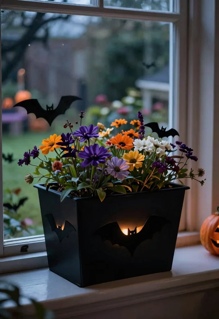 12 Halloween Planter Ideas That Look Spooky Without Buying New Pots - 8. The Batty Planter 1