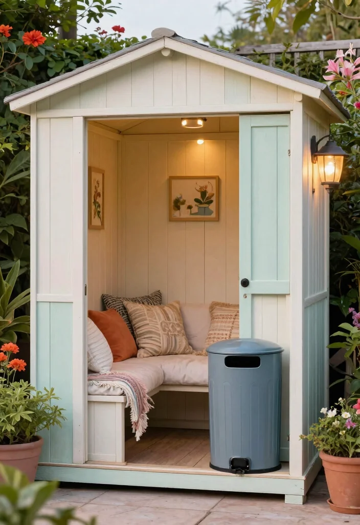 12 Outdoor Trash Can Hideaway Ideas That Keep Bins Out of Sight - 10. Customizable Outdoor Cabana 1