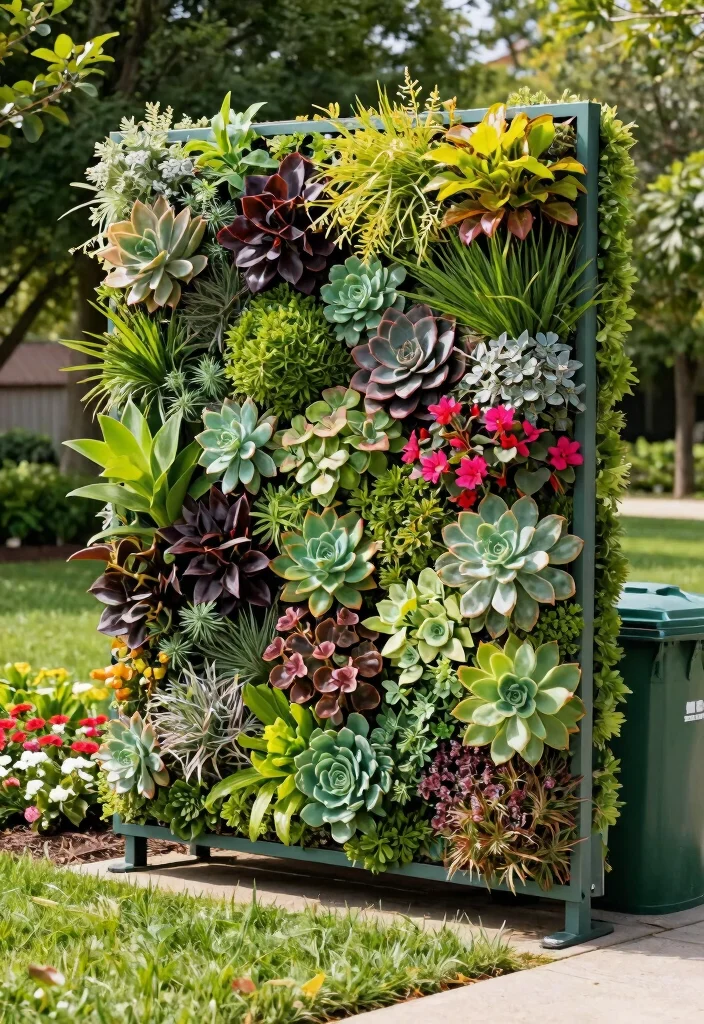 12 Outdoor Trash Can Hideaway Ideas That Keep Bins Out of Sight - 6. Green Wall Solution 1