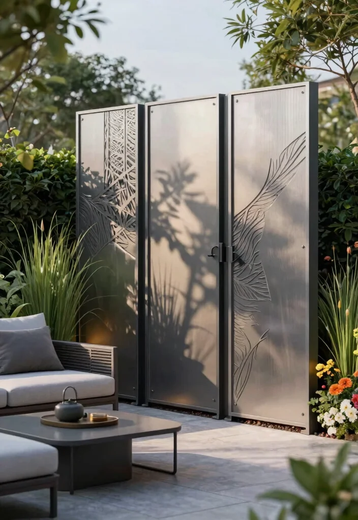 12 Privacy Wall Outdoor Ideas That Block Neighbors Fast - 10. Metal Privacy Panels 1
