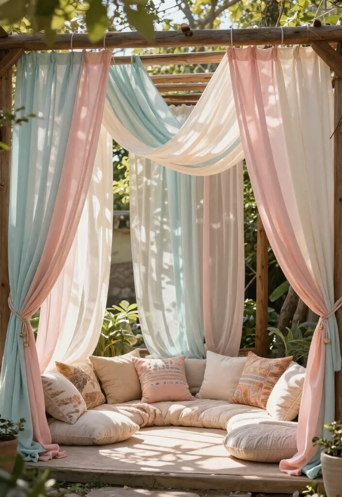 12 Privacy Wall Outdoor Ideas That Block Neighbors Fast - 6. Fabric Drapes and Curtains 1