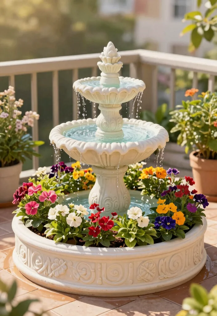12 Solar Fountain Planter Ideas That Run Without Buried Lines or Outlets - 10. Container Garden Fountain 1