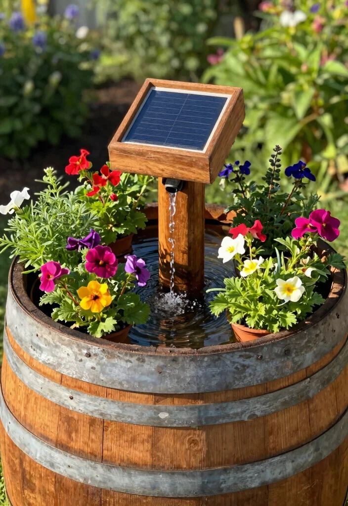 12 Solar Fountain Planter Ideas That Run Without Buried Lines or Outlets - 7. DIY Upcycled Planter Fountain 1