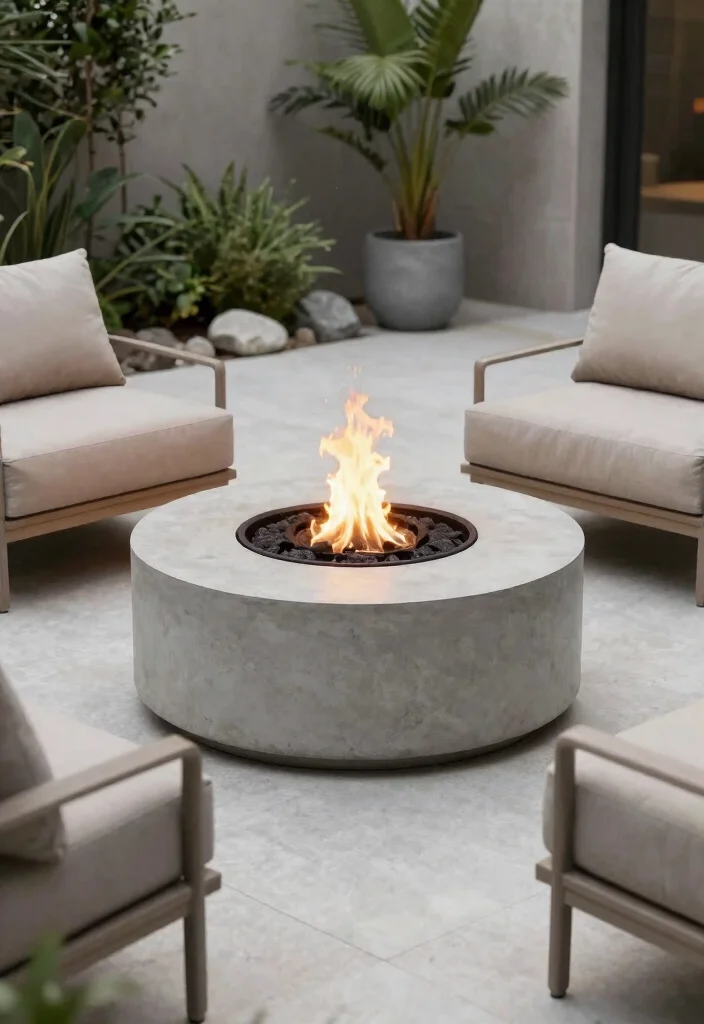 12 Solo Fire Pit Ideas That Fit on Small Patios and Decks - 1. Minimalistic Concrete Fire Pit 1