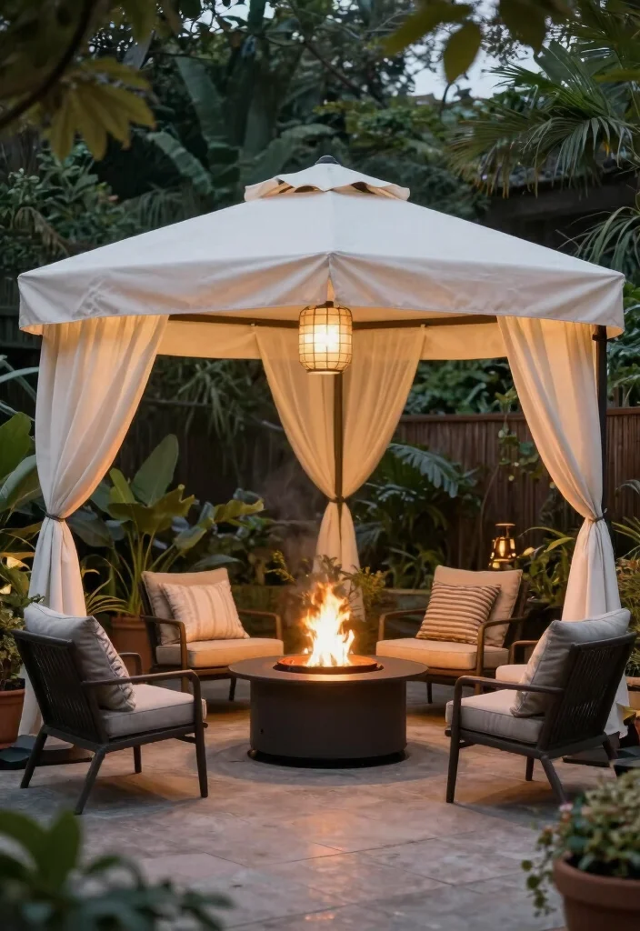12 Solo Fire Pit Ideas That Fit on Small Patios and Decks - 11. Fire Pit with a Canopy 1
