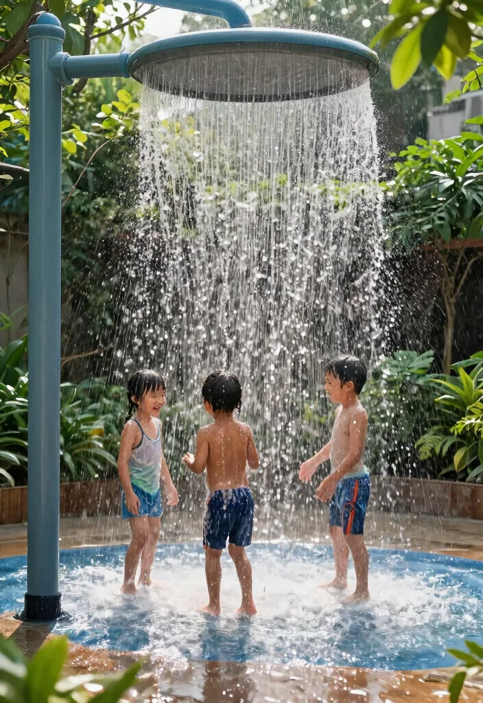 12 Splash Pad Backyard Ideas That Don't Flood the Grass - 11. Rain Curtain Splash Pad 1