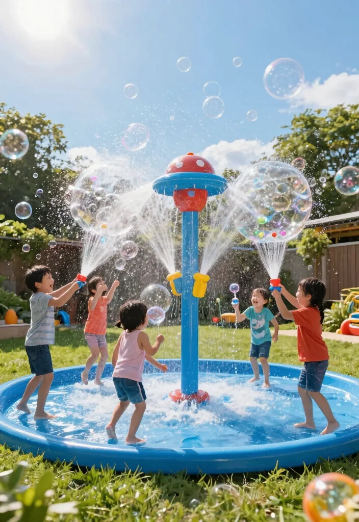 12 Splash Pad Backyard Ideas That Don't Flood the Grass - 8. Bubble Splash Pad 1