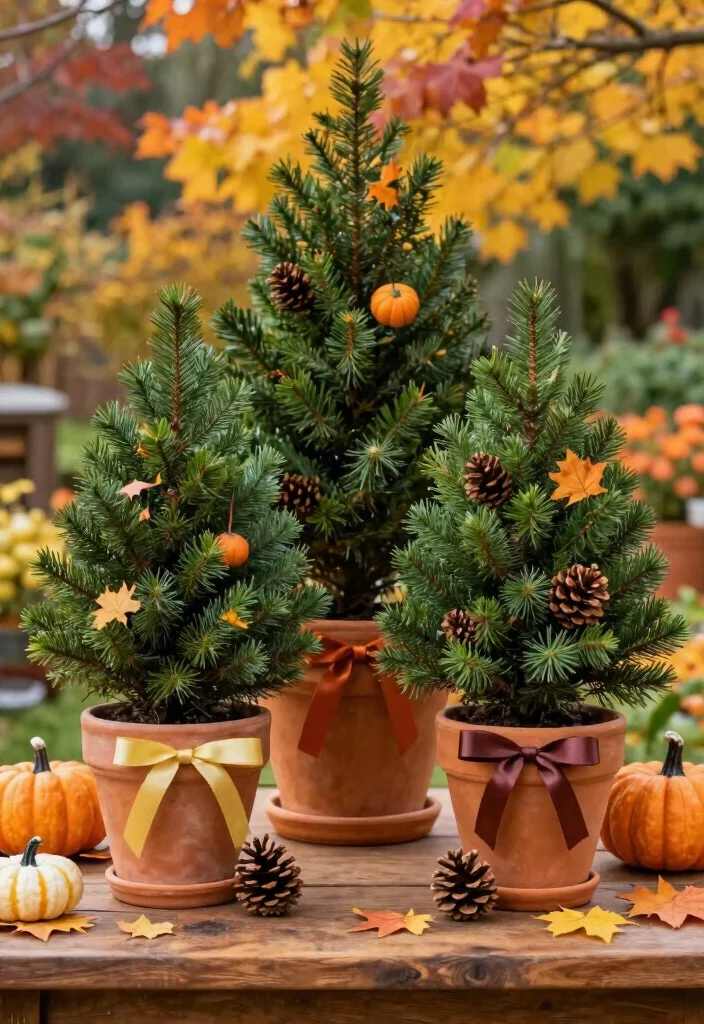 12 Thanksgiving Decorations for Outdoors That Survive Wind and Rain - 10. Potted Evergreen Arrangements 1