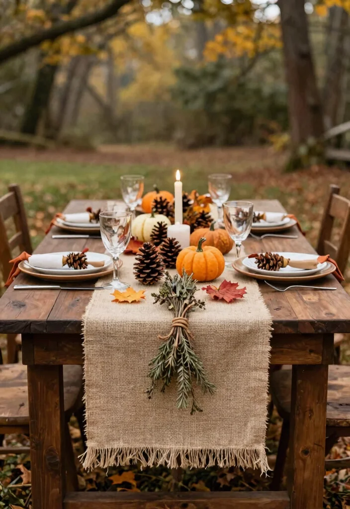 12 Thanksgiving Decorations for Outdoors That Survive Wind and Rain - 2. Burlap Table Runners 1