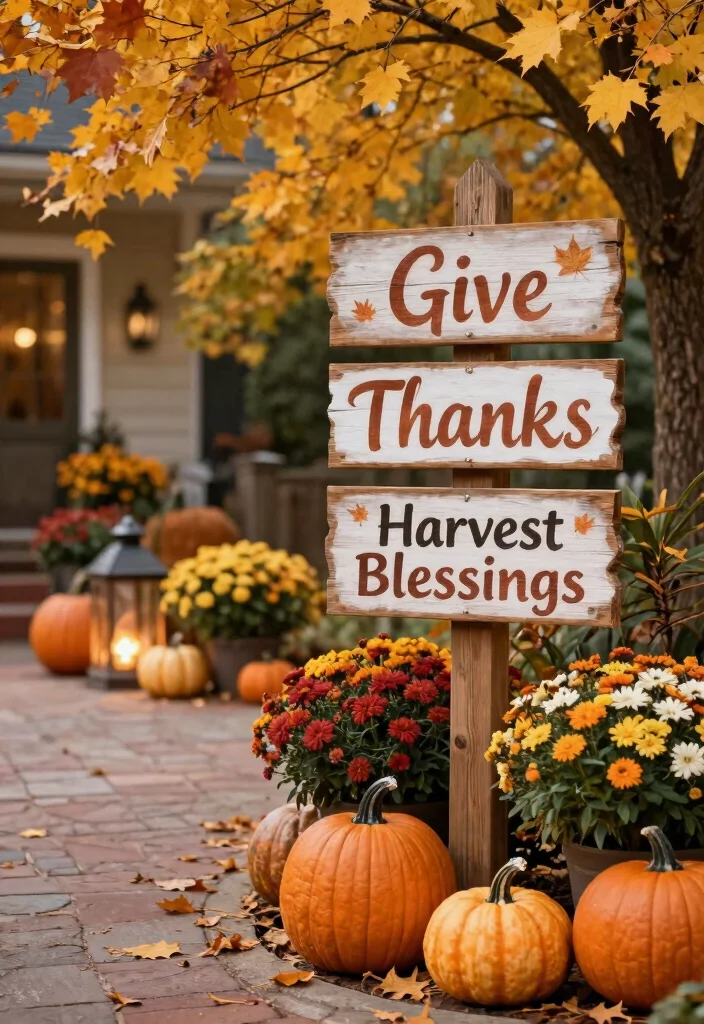 12 Thanksgiving Decorations for Outdoors That Survive Wind and Rain - 3. Sturdy Wooden Signs 1