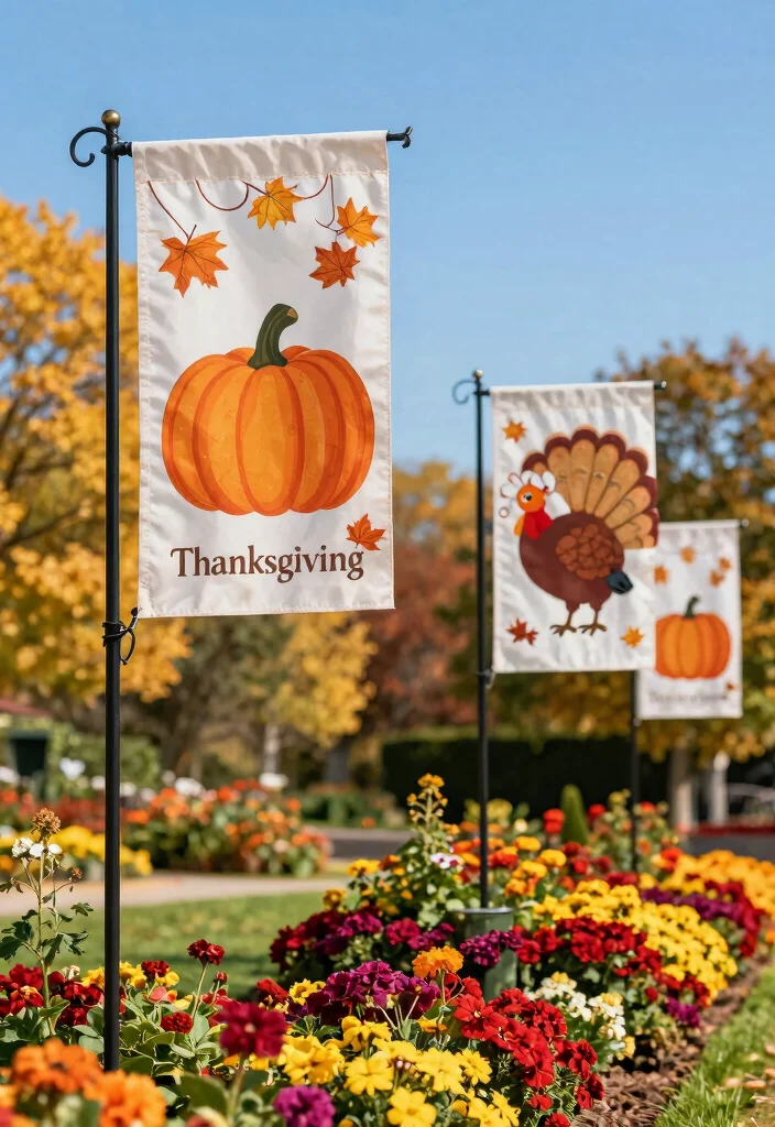 12 Thanksgiving Decorations for Outdoors That Survive Wind and Rain - 7. Durable Garden Flags 1