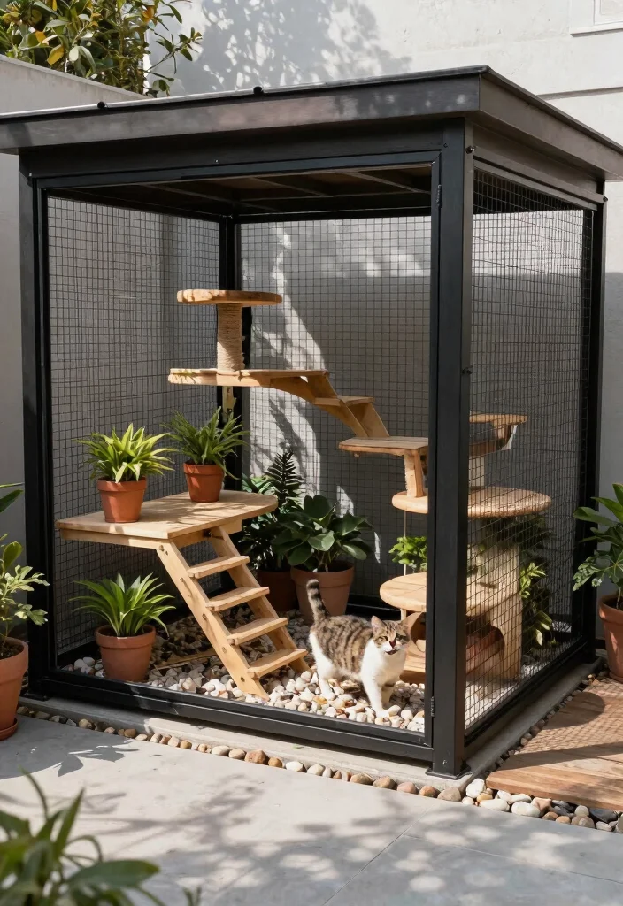 14 Cat Patio Enclosure Ideas That Keep Indoor Cats Safe Outside - 12. Under-Deck Cat Catio 1