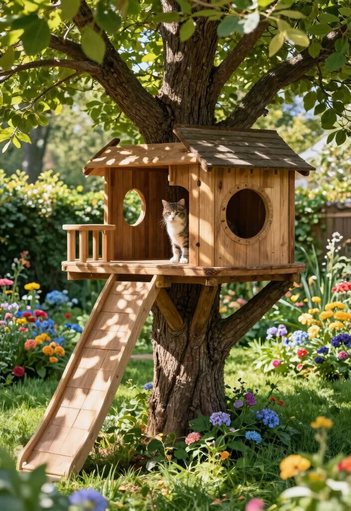 14 Cat Patio Enclosure Ideas That Keep Indoor Cats Safe Outside - 13. Treehouse Cat Catio 1