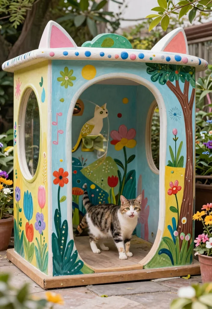 14 Cat Patio Enclosure Ideas That Keep Indoor Cats Safe Outside - 14. Artistic Cat Catio 1