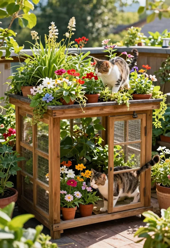 14 Cat Patio Enclosure Ideas That Keep Indoor Cats Safe Outside - 3. Eco-Friendly Catio with Living Roof 1