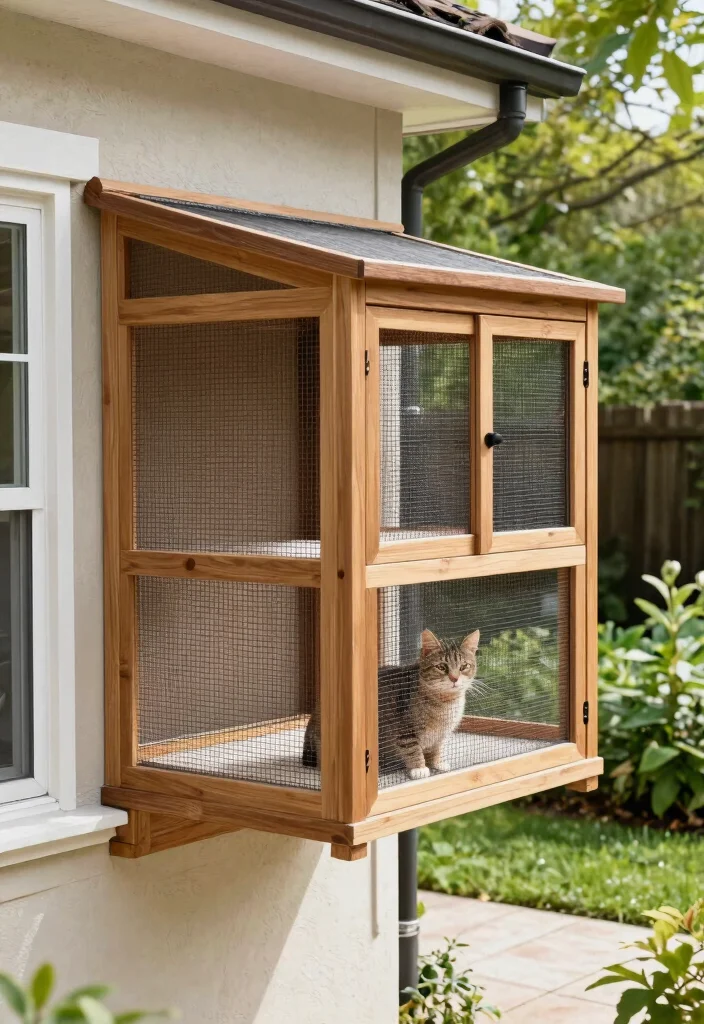 14 Cat Patio Enclosure Ideas That Keep Indoor Cats Safe Outside - 8. Attached Catio for Easy Access 1