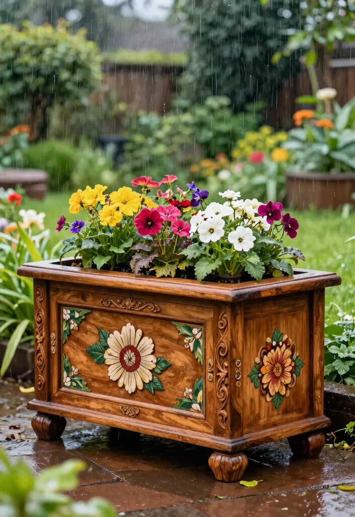 14 Cedar Planter Box Ideas That Won't Rot in Wet Climates - 12. Cedar Planters with Decorative Elements 1