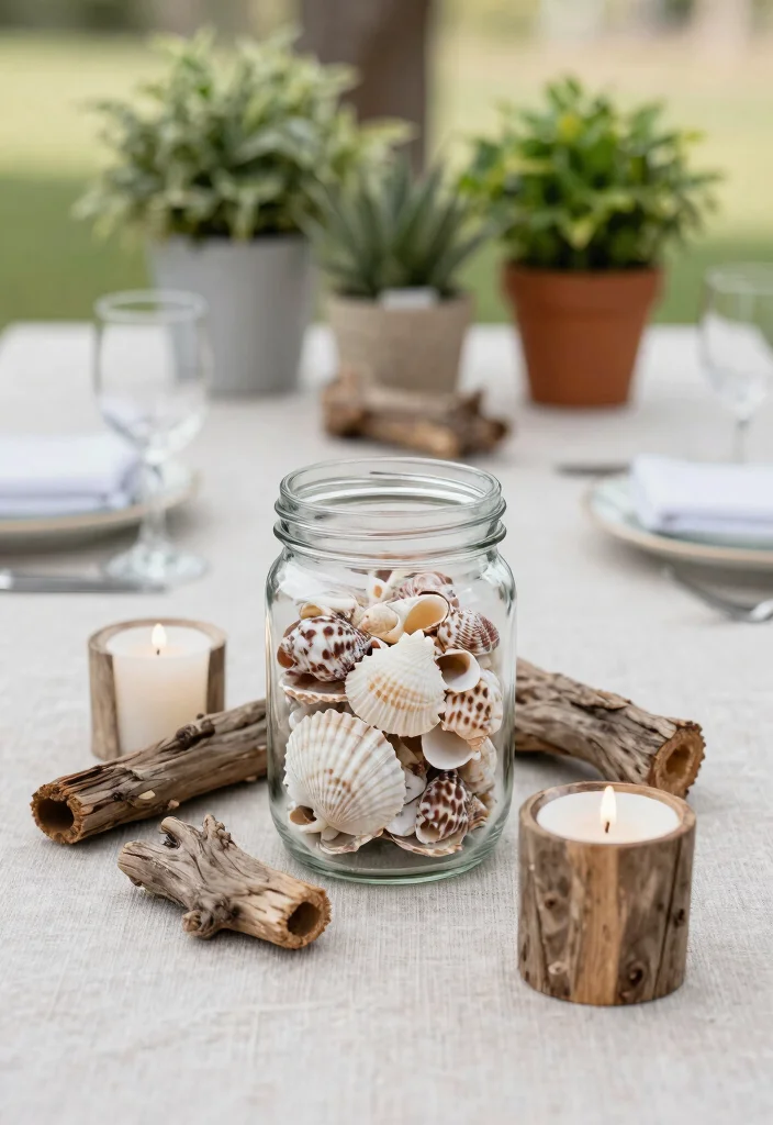 14 Coastal Farmhouse Decor Ideas That Feel Beachy Without Looking Tacky - 9. Shell and Driftwood Decor 1