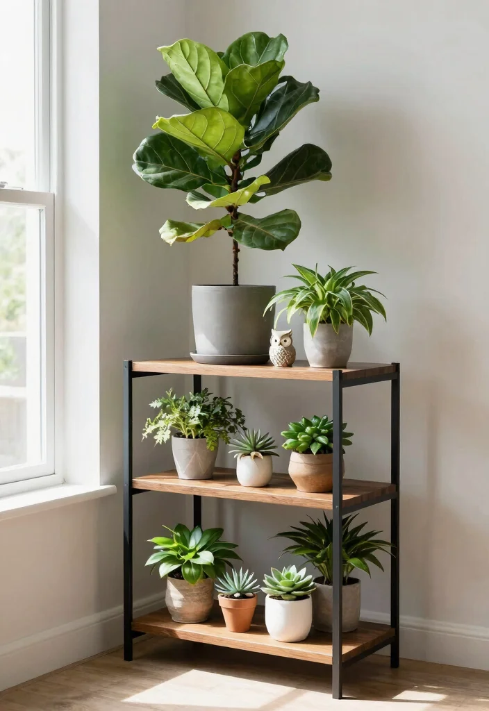 14 Corner Plant Stand Ideas That Fill Dead Space in Tight Rooms - 13. Triple Plant Shelf 1