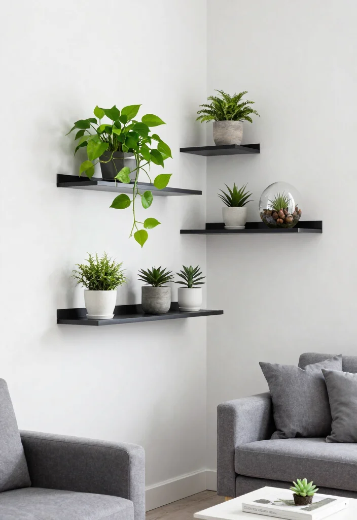 14 Corner Plant Stand Ideas That Fill Dead Space in Tight Rooms - 4. Floating Shelves for Plants 1