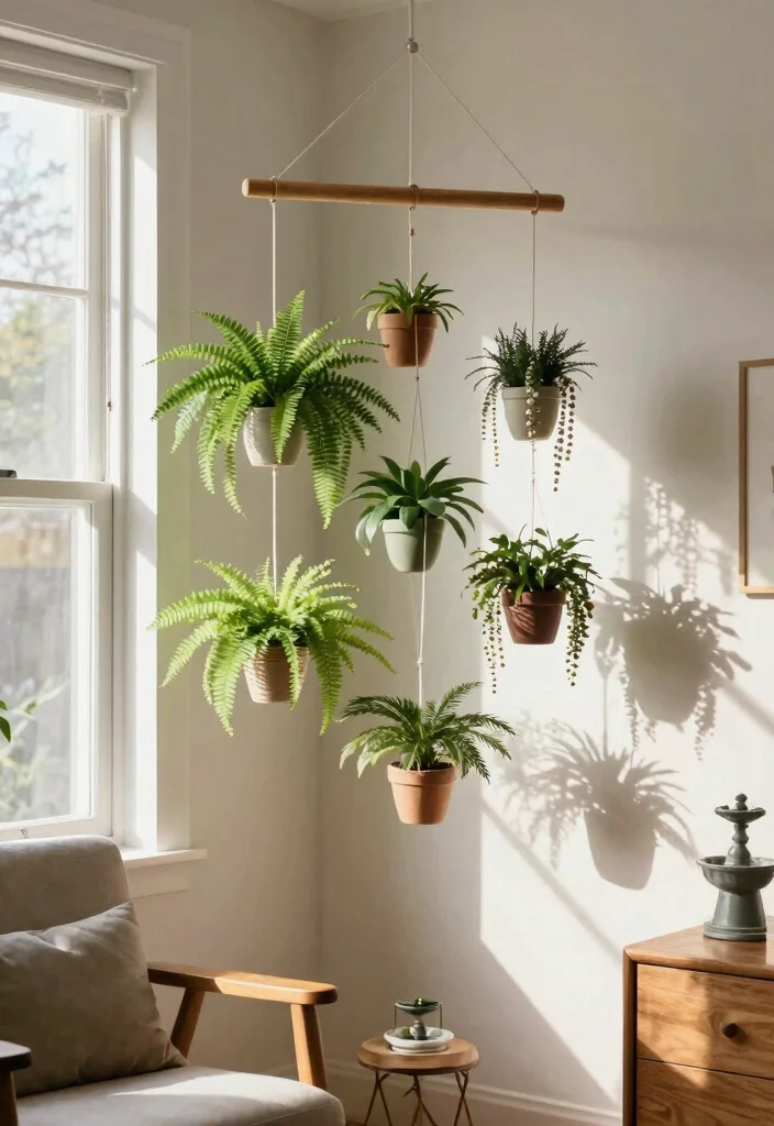 14 Corner Plant Stand Ideas That Fill Dead Space in Tight Rooms - 8. Corner Plant Mobile 1