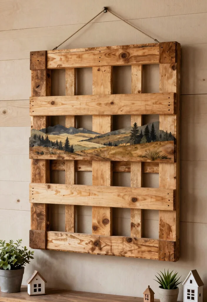 14 Farmhouse Wall Art Ideas That Fill Big Blank Walls on a Budget - 7. Pallet Art 1