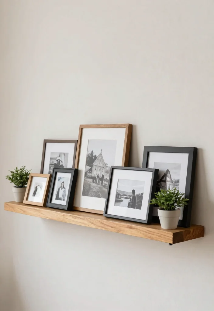 14 Farmhouse Wall Art Ideas That Fill Big Blank Walls on a Budget - 8. Picture Ledge Displays 1