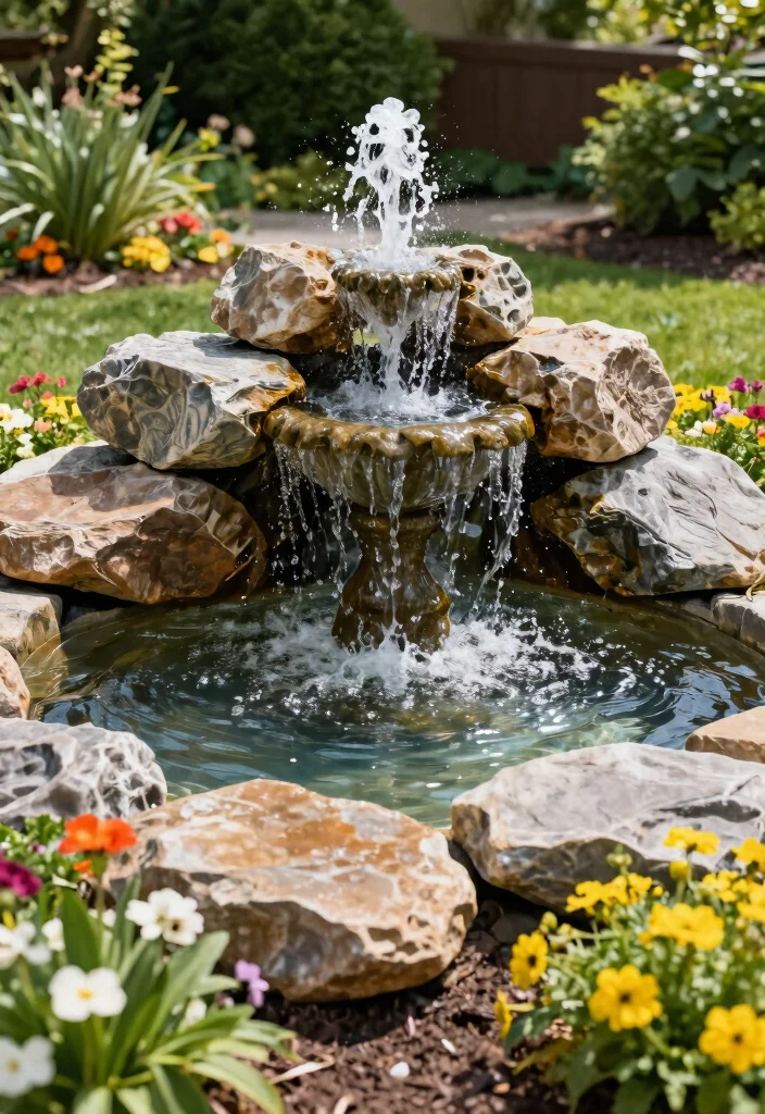 14 Front Yard Fountain Ideas That Run Without a Buried Water Line - 12. Eco-Friendly Pondless Fountain 1