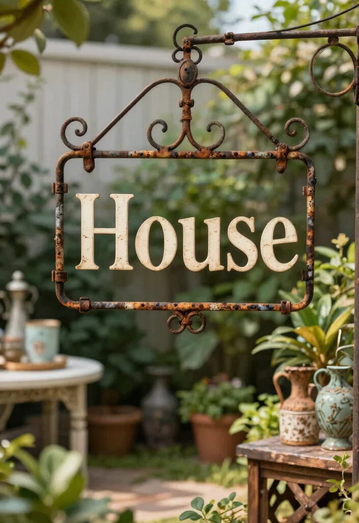 14 House Name Plate Design Outdoor Ideas That Survive Any Weather - 12. Vintage-Inspired Signs with a Classic Touch 1