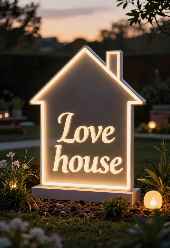 14 House Name Plate Design Outdoor Ideas That Survive Any Weather - 14. Illuminated Signs for a Touch of Glamour 1