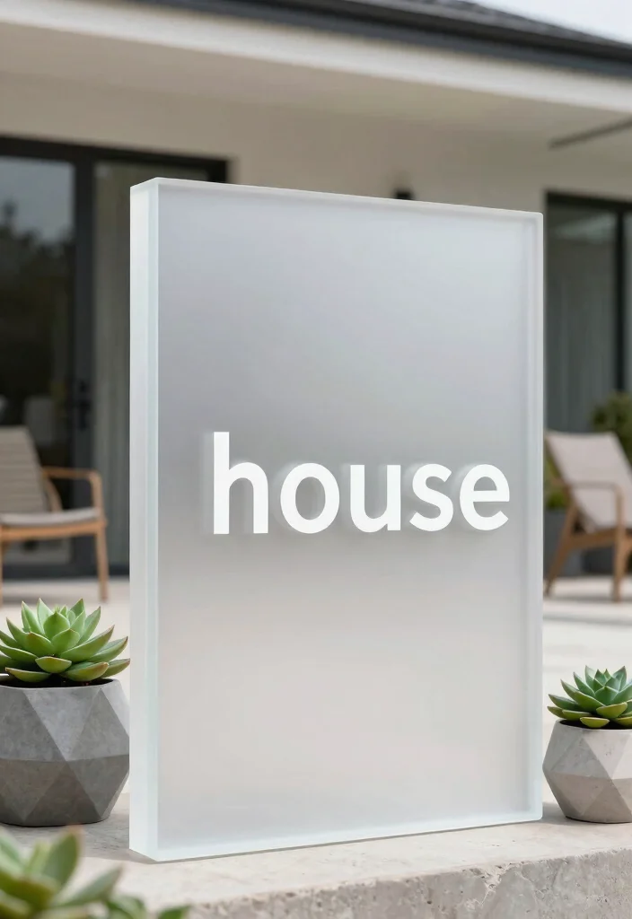 14 House Name Plate Design Outdoor Ideas That Survive Any Weather - 7. Minimalist Acrylic Signs for a Contemporary Look 1