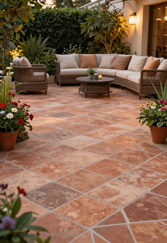 14 Paving Ideas for Outdoor Spaces on a Budget - 10. Terracotta Tiles - A Mediterranean Touch 1