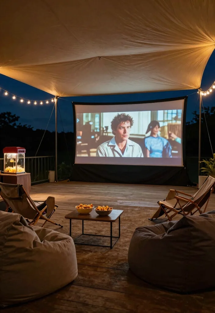 14 Retractable Screen Porch Ideas for Year-Round Use - 4. Movie Night Setup 1