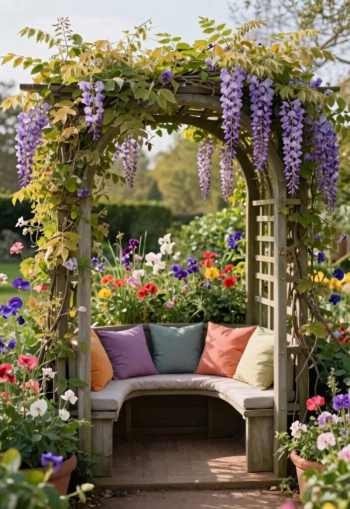 14 Unique Trellis Ideas That Don't Look Like Everyone Else's - 10. Trellis Arch with Seating 1
