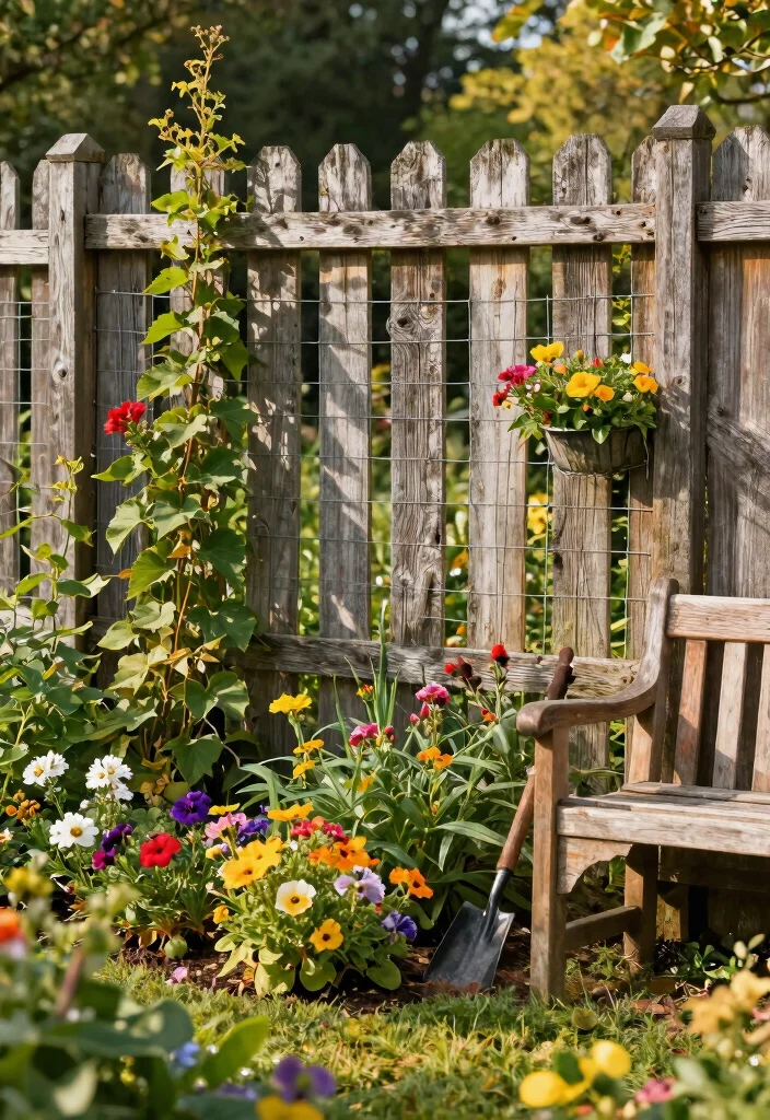 14 Wire Mesh Fence Ideas for Gardens That Keep Critters Out - 1. Rustic Wire Mesh and Wood Combo 1