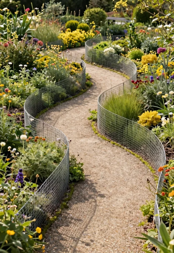 14 Wire Mesh Fence Ideas for Gardens That Keep Critters Out - 5. Curved Wire Mesh Fencing 1