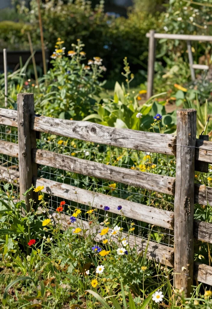 14 Wire Mesh Fence Ideas for Gardens That Keep Critters Out - 7. Split Rail and Wire Mesh Fence 1