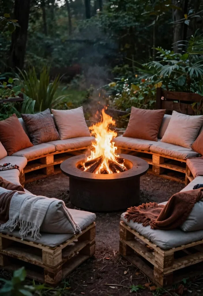 15 Backyard Pallet Ideas on a Budget That Look Expensive - 11. Pallet Fire Pit Surround 1