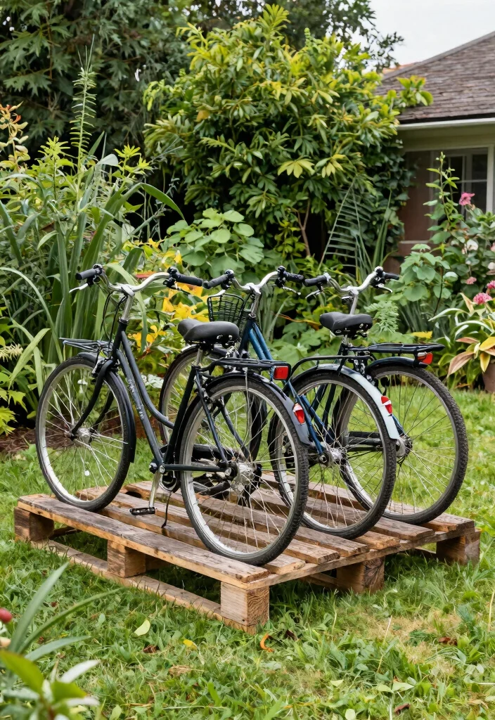 15 Backyard Pallet Ideas on a Budget That Look Expensive - 12. Pallet Bike Rack 1