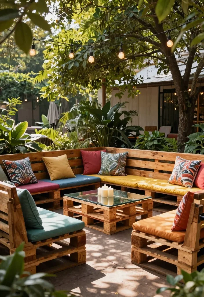 15 Backyard Pallet Ideas on a Budget That Look Expensive - 2. Pallet Seating Area 1