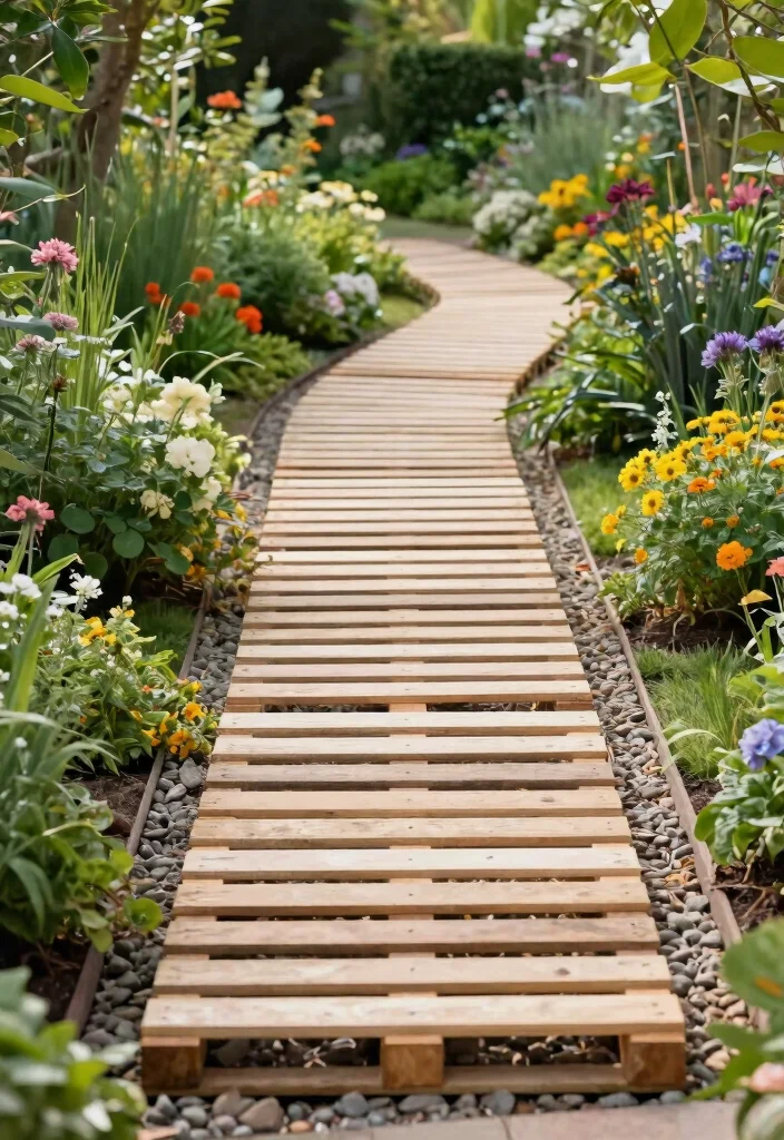 15 Backyard Pallet Ideas on a Budget That Look Expensive - 8. Pallet Garden Pathway 1