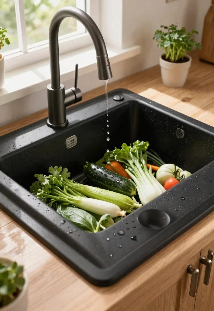 15 Black Farmhouse Sink Ideas That Don't Show Every Water Spot - 1. Matte Black Composite Elegance 1