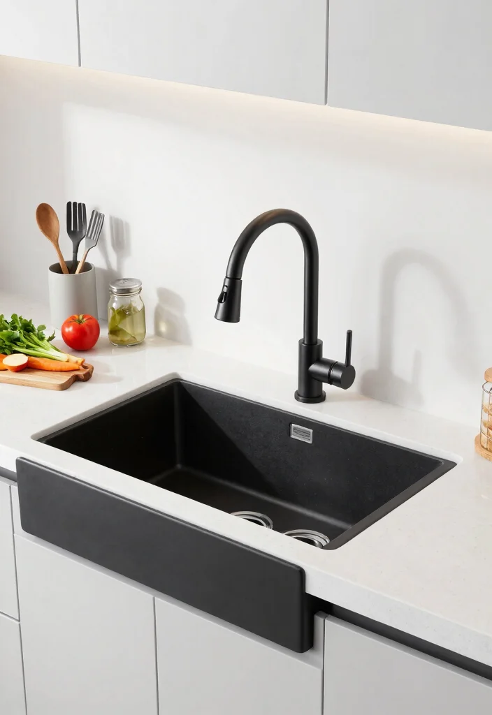15 Black Farmhouse Sink Ideas That Don't Show Every Water Spot - 10. Undermount Installation 1