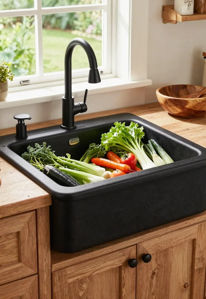 15 Black Farmhouse Sink Ideas That Don't Show Every Water Spot - 3. Durable Fireclay Beauty 1