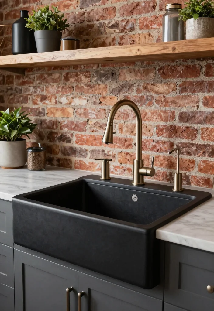 15 Black Farmhouse Sink Ideas That Don't Show Every Water Spot - 5. Industrial Chic Vibe 1