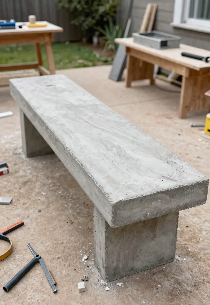 15 Concrete Bench Outdoor Ideas That Weather Any Storm - 15. DIY Concrete Bench Projects 1