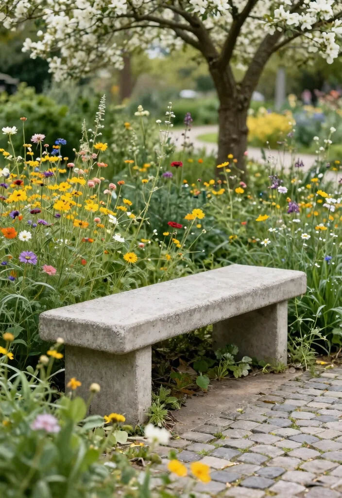 15 Concrete Bench Outdoor Ideas That Weather Any Storm - 2. Rustic Textured Bench 1
