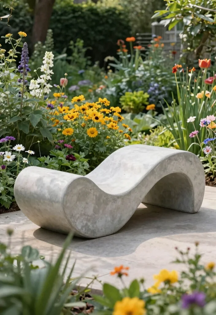 15 Concrete Bench Outdoor Ideas That Weather Any Storm - 4. Artistic Sculptural Bench 1