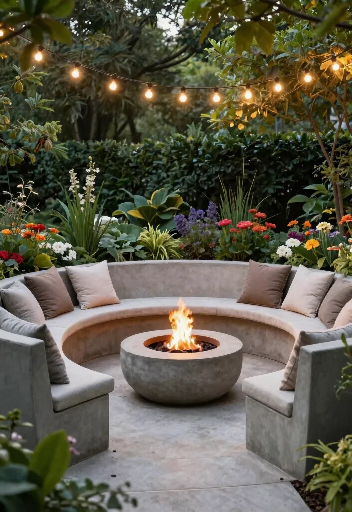 15 Concrete Bench Outdoor Ideas That Weather Any Storm - 5. Curved Benches for Gathering 1