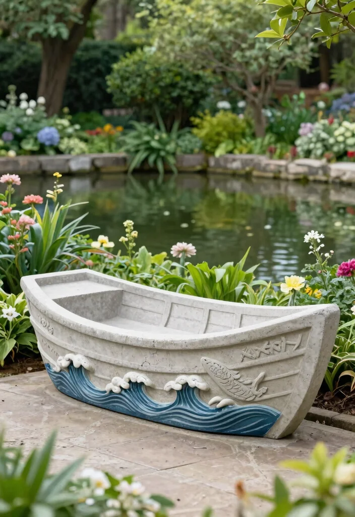 15 Concrete Bench Outdoor Ideas That Weather Any Storm - 8. Themed Concrete Benches 1